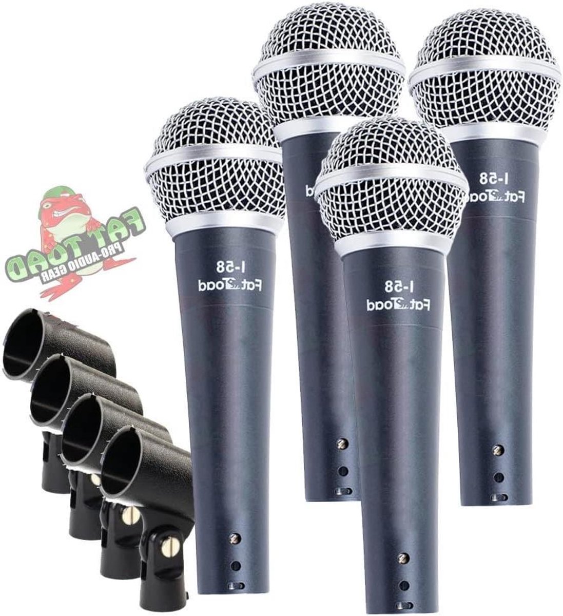 Microfoons Set - Zang Microfoons - Live Optredens - Cardioïde Richting - 4 Stuks - Zwart