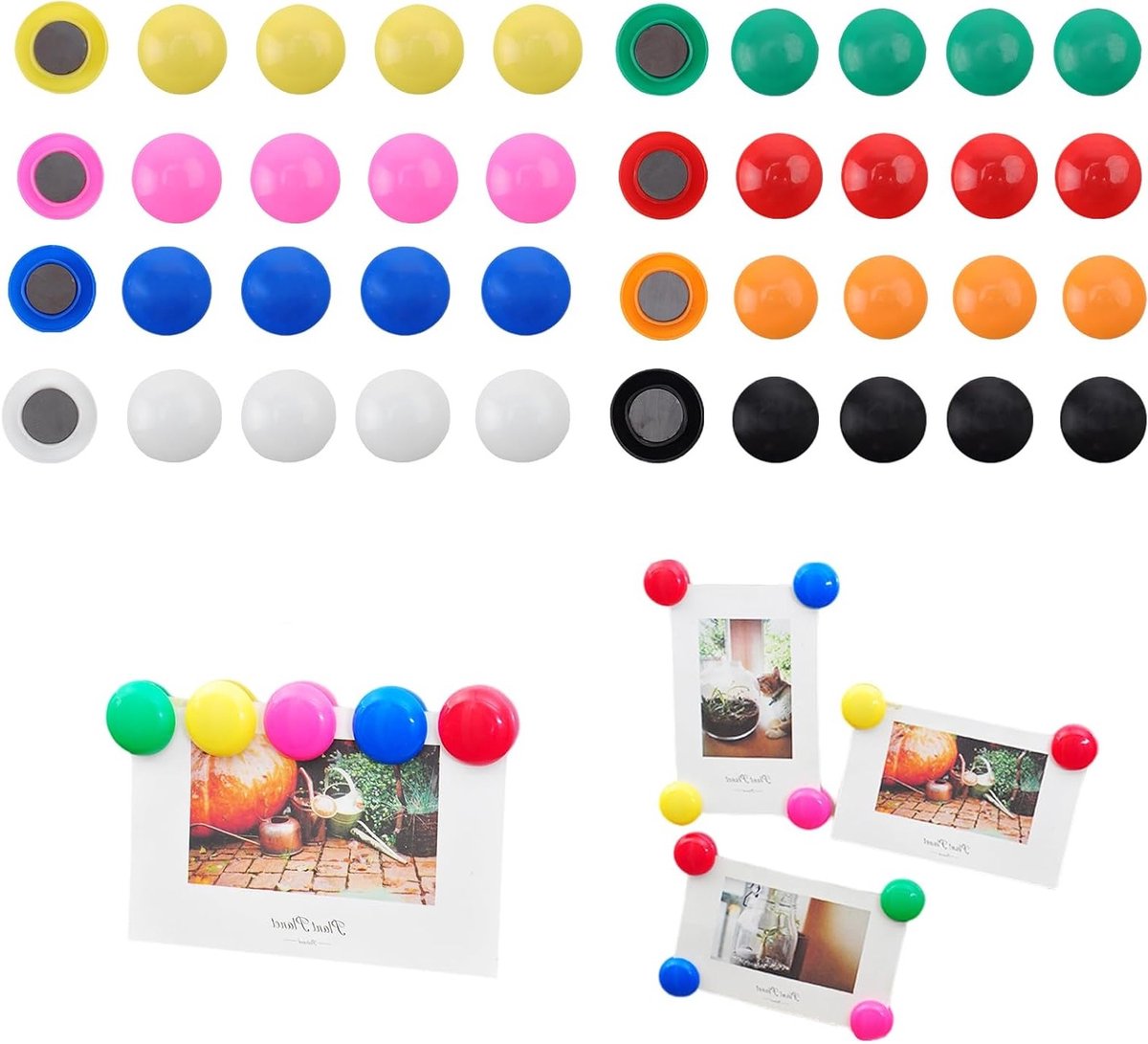 Kleurige ronde koelkastmagneten set van 40 stuks, decoratieve magneten voor koelkast, whiteboard en wasmachine