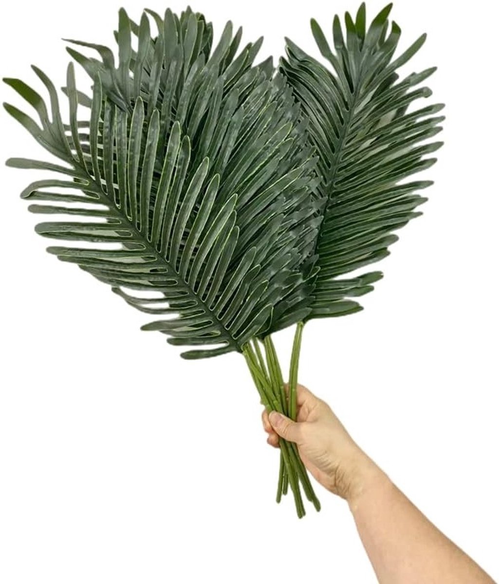 Set van 10 kunstmatige palmbladeren van 55 cm met steel voor jungle thema, feestdecoratie en bruiloften