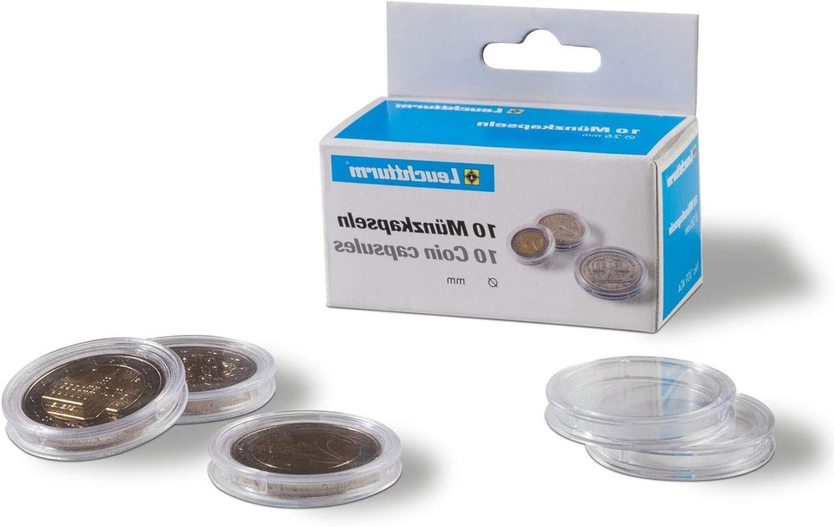 Muntcapsules - Munthouders - Munten Verzamelen - Binnendiameter 26mm - 10 stuks - Transparant