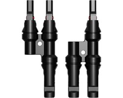 Zonnepaneel T-tak Connectoren - Y-kabel splitter - Zonne-energie installatie - IP67 waterdicht en corrosiebestendig - 100 g - Zwart