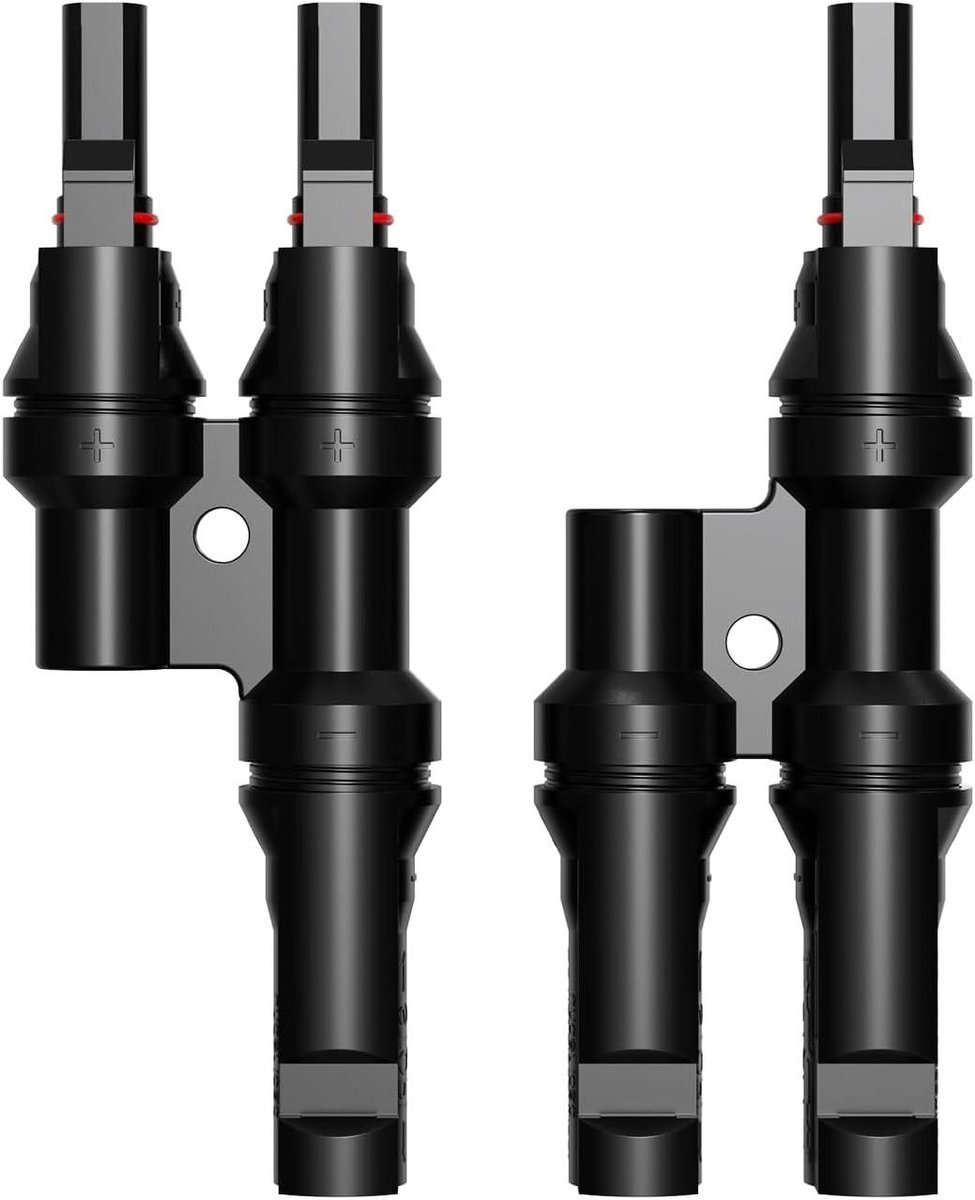 Zonnepaneel T-tak Connectoren - Y-kabel splitter - Zonne-energie installatie - IP67 waterdicht en corrosiebestendig - 100 g - Zwart