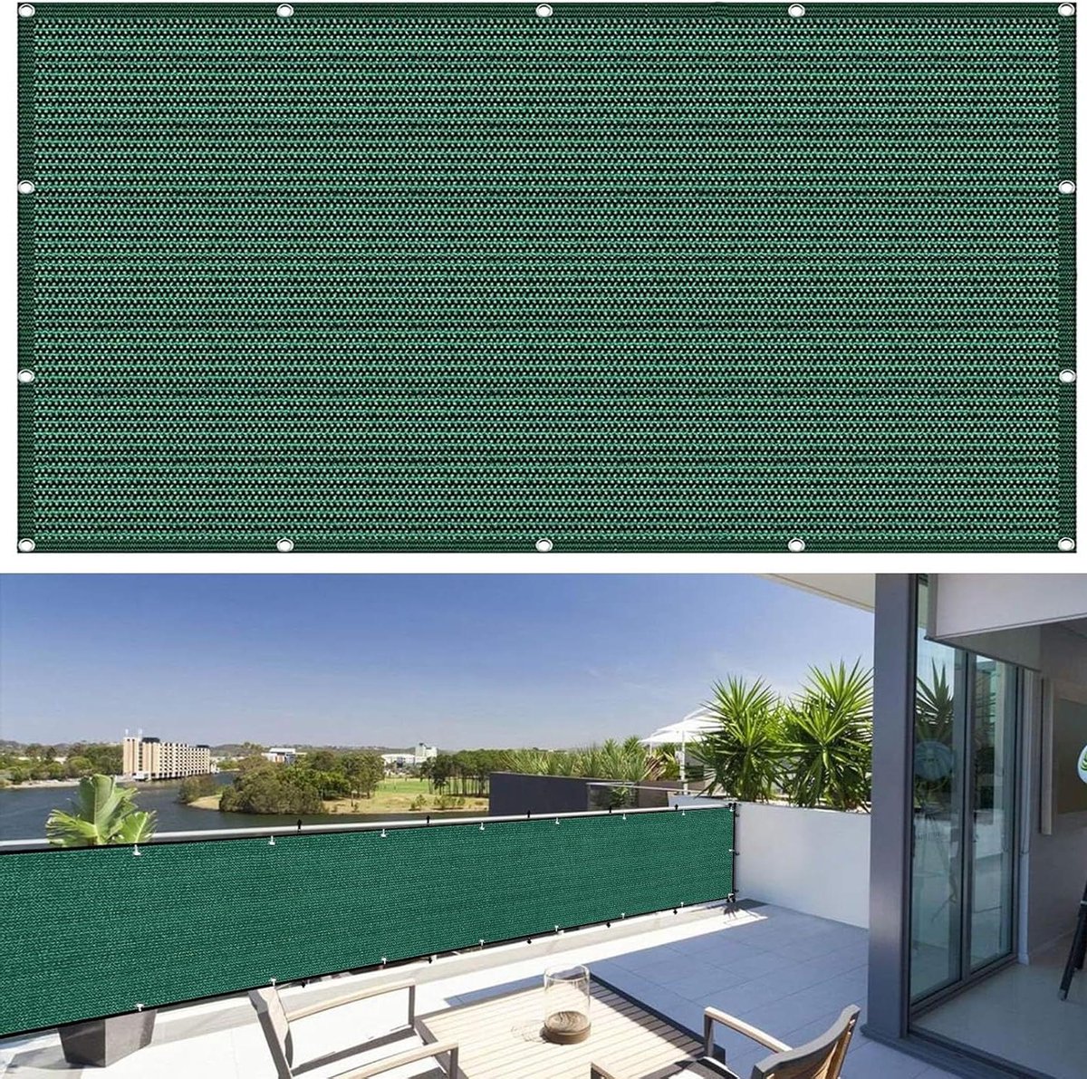 Balkonscherm Privacy Scherm - Windscherm Terras - Privacy Beschermen - Weerbestendig Polyester - 250x175 cm - Donkergroen