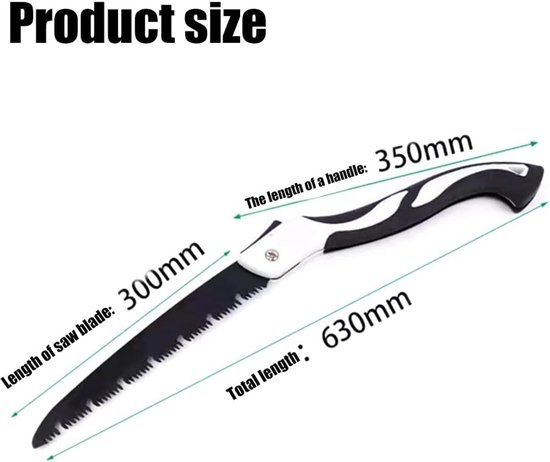 Inklapbare snoeizagen - 2 stuks, 63 cm, 茅茅nhandig, gebogen blad, takken tot 30 cm — afbeelding 2