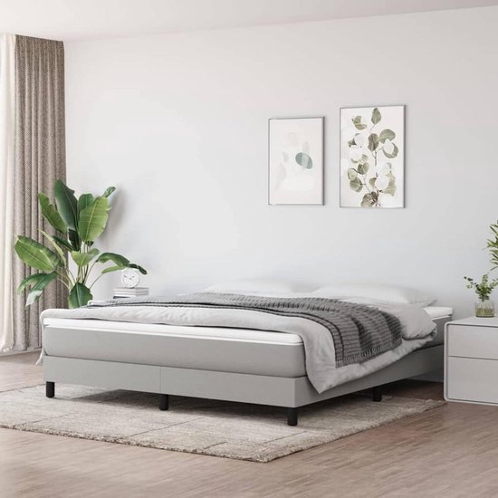 Boxspringbed Gestoffeerd - Ledikant Bedframe - Rustgevende Slaap - Multiplex Lattenbodem - 180x200 cm - Lichtgrijs