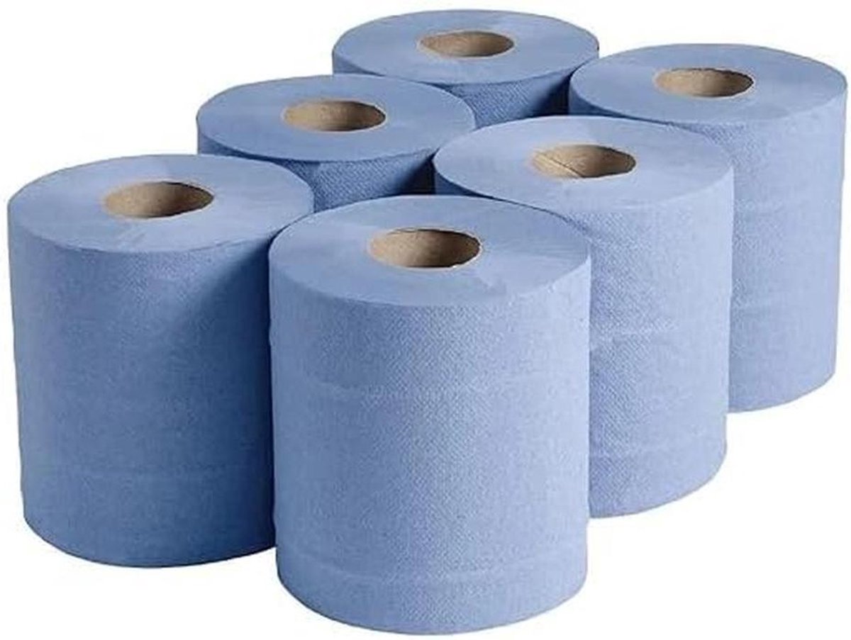 Centrale Afrollers - Papieren Rollen - Keuken Reinigen - Dubbellaags Materiaal - 400 Vellen - Blauw