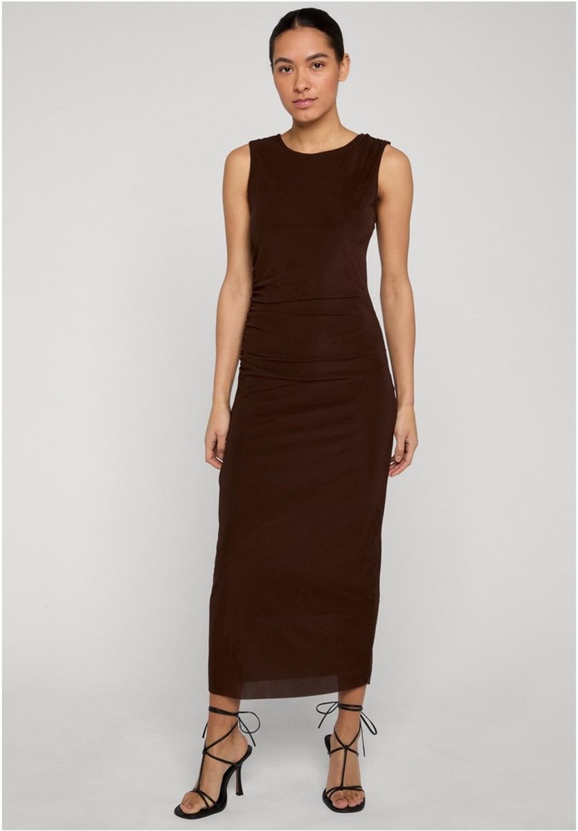 Urban Classics Ruffled Mesh Lange jurk L Bruin