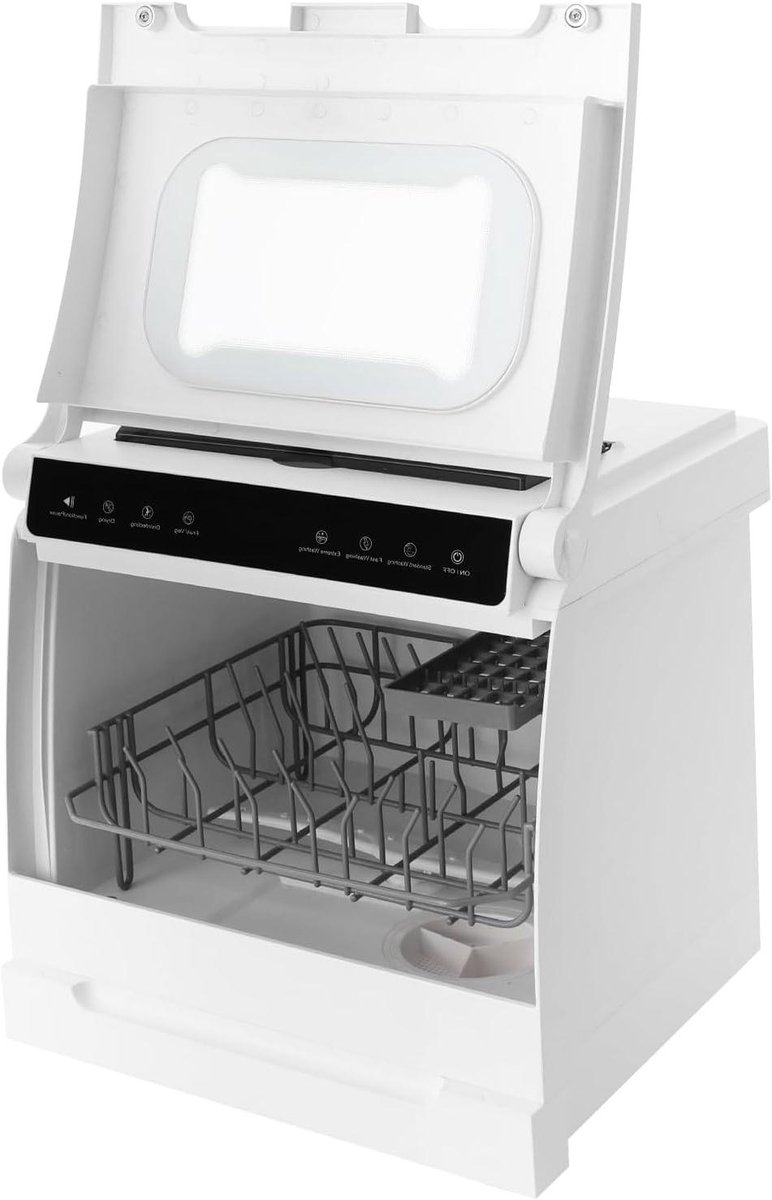 Mini Vaatwasser Compacte Afwasser Servies Reinigen 360° Dubbele Sproeiharmen 46 x 41 x 46 cm Wit