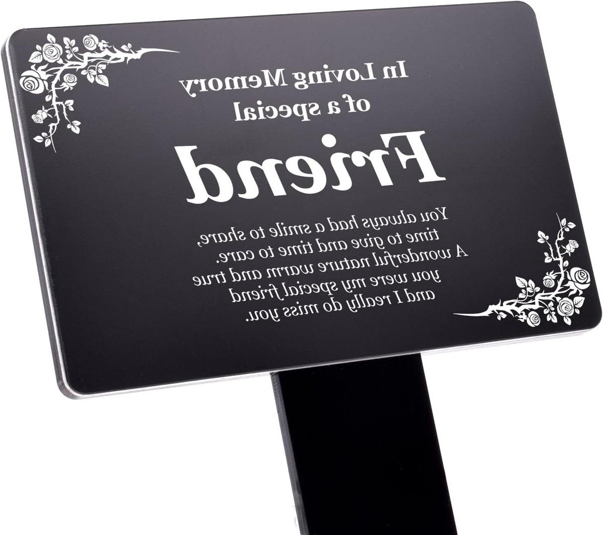 Herdenkingspaal Vriend - Gedenkteken Plaquette - Vriend Herdenken - Gegraveerde Tekst Gedicht - 15x24 cm - Zwart