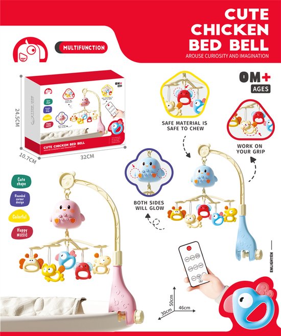 Muziekmobiel - Baby - Muziekdoos - Blauw - Afstandsbediening - Timerfunctie — afbeelding 2