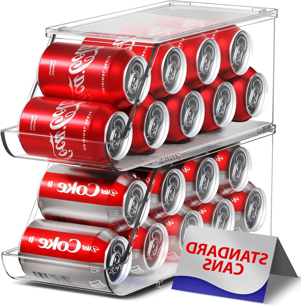 Blikjes Organizer Koelkast - Drank Dispenser - Koelkast Organiseren - Stapelbaar met Deksel - 2 Stuks - Transparant