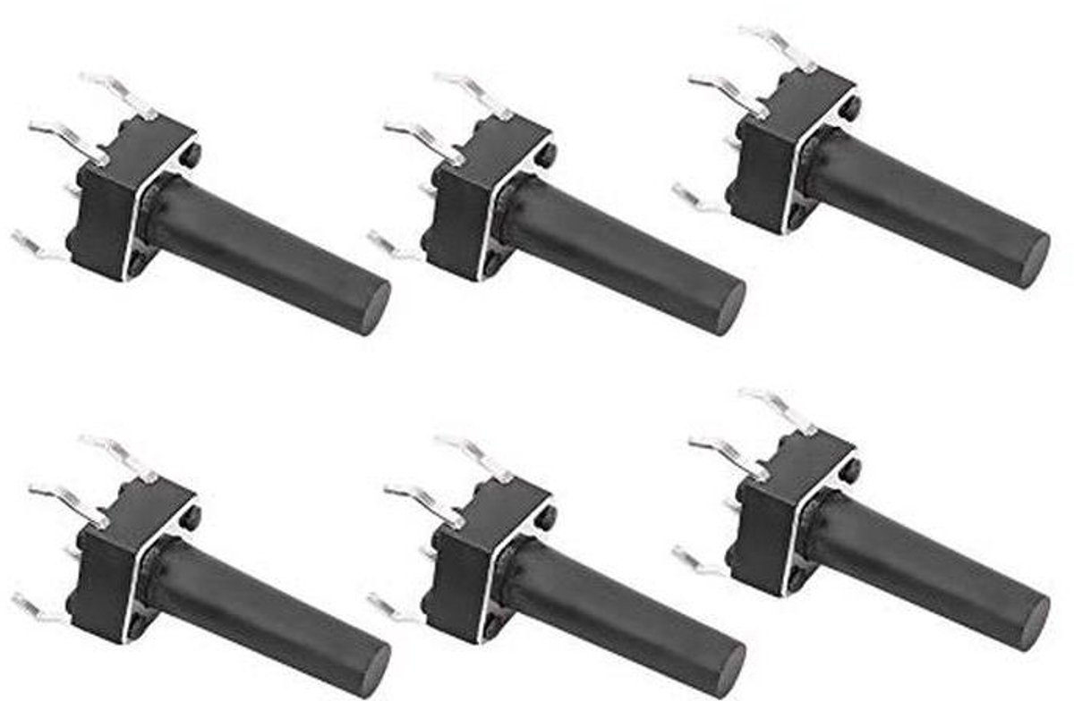 Tastschakelaars - Drukknop Micro - Elektronica Reparatie - Technische Plastic Materiaal - 6x6x15mm - Zwart