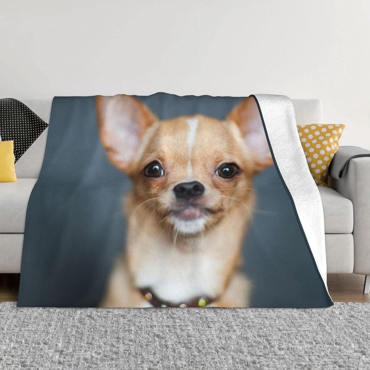 Fleece Deken - Woondeken Plaid - Gezellig Warm Blijven - Schattige Chihuahua Print - 104 x 76 cm - Meerdere Kleuren