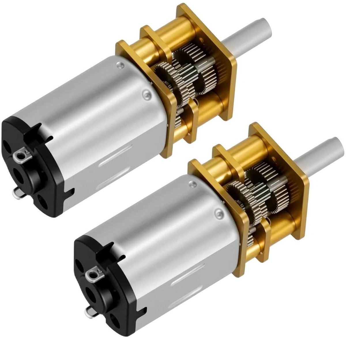 DC Transmissiemotor - Miniatuur Motor - Robots Bouwen - Hoog Koppel Laag Toerental - 2 stuks - Metaal