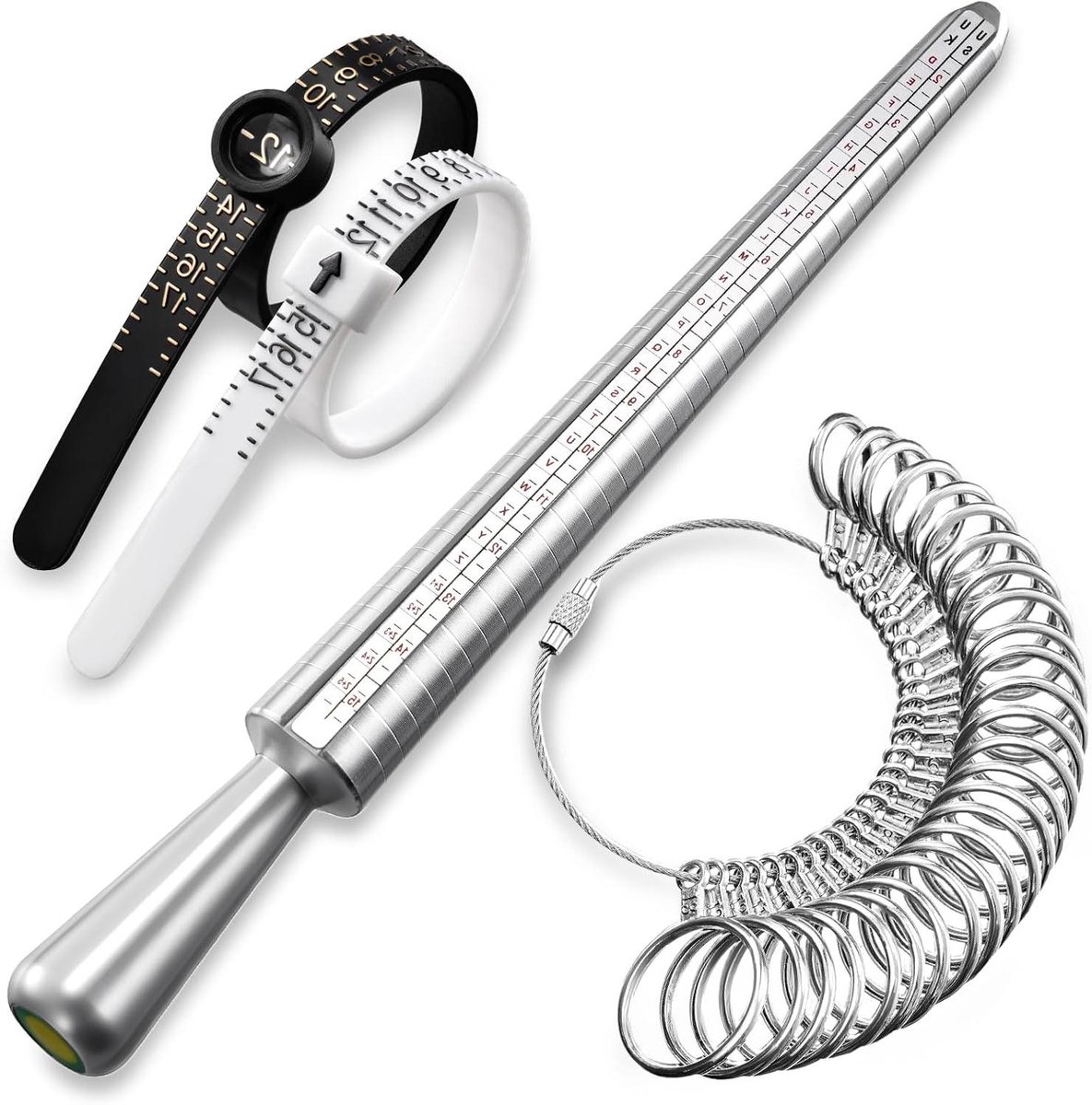 Ring Sizer Set - Vinger Meetinstrument - Sieraden Passen - 3 Delige Set - US 2-15 EU 41-76 - Zilverkleurig