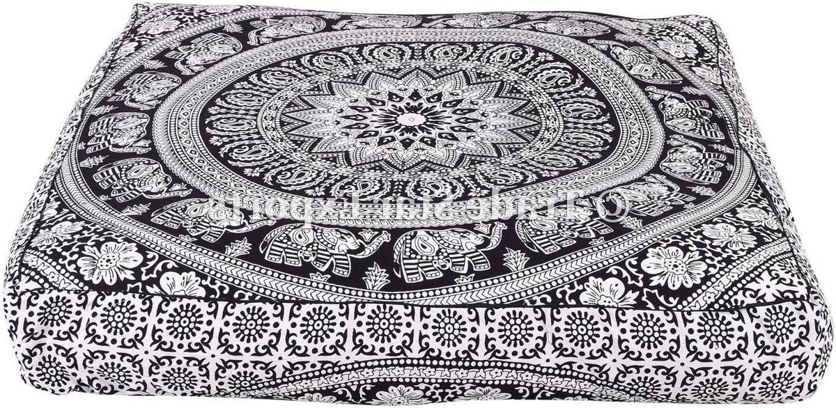 Vloerkussenhoes - Meditatiekussenhoes Boxkussen - Wonen Decoreren - Mandala Bloemenpatroon - 90x90 cm - Pattern1