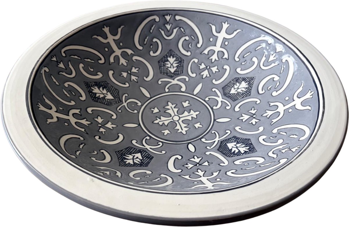 Saladeschaal Rond 36,5 cm Nejma Gris - Handgemaakt | Dishes & Deco