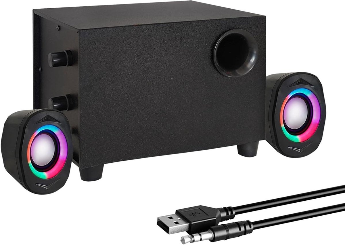 Multimedia Speaker - Computerluidspreker Home Companion - Muziek Luisteren - RGB Lichteffecten - 3 Inch Woofer - Zwart