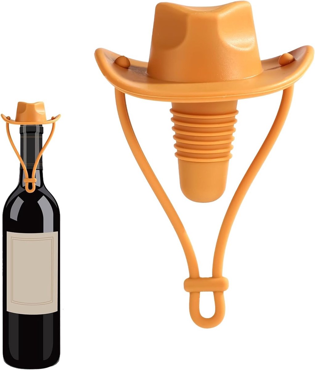 Leuke wijnstopper in de vorm van een cowboyhoed, siliconen wijnkurk voor flessen, ideaal voor champagne, whisky en bier om wijn vers te houden
