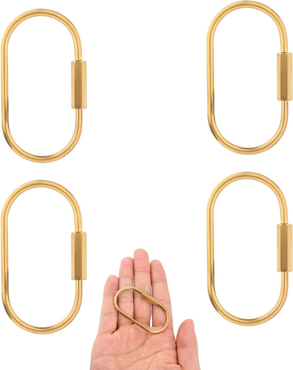 Duurzame Messing Sleutelhangers met Schroefsluiting - Eenvoudige Carabiner Sleutelhanger voor Auto, Sleutels en Accessoires, Goudkleurig