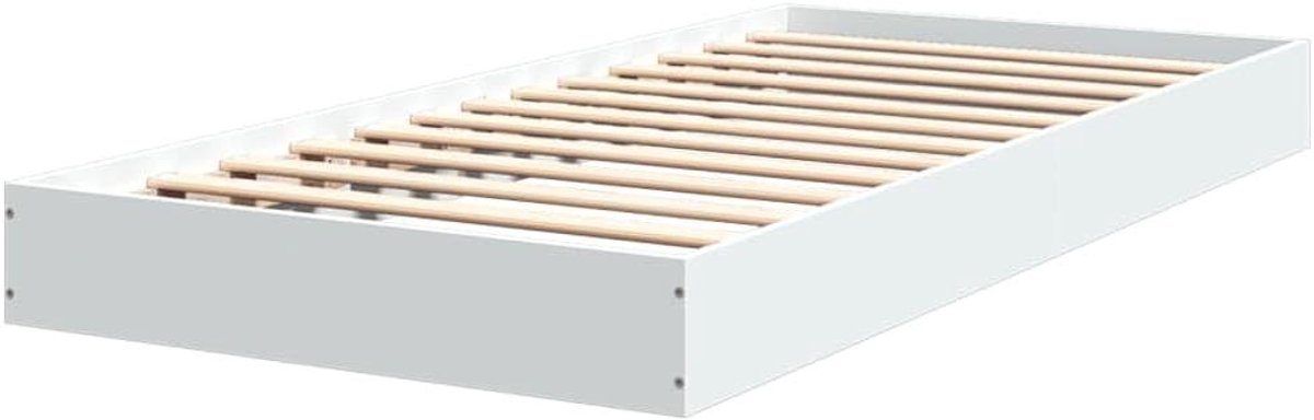 Bedframe Hout - Eenpersoonsbed Frame - Comfortabel Slapen - Stevige Lattenbodem - 75x190 cm - Wit