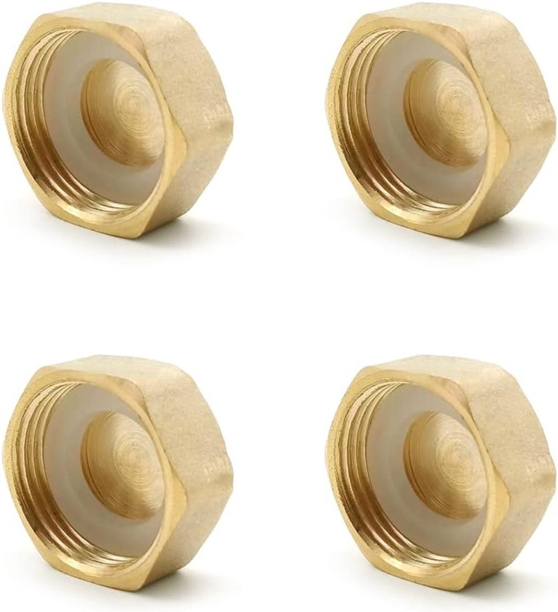 4 Stuks Messing Slangkappen 3/4 Inch met Doppen en Slangafdichtingen voor Waterafvoer en Tuinaccessoires