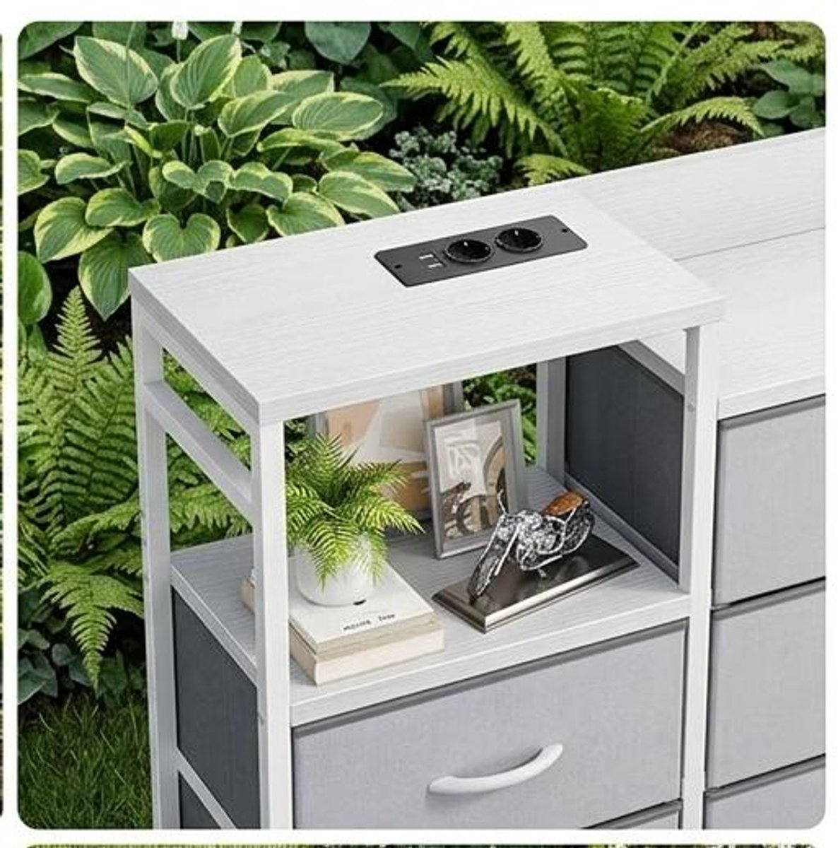 Commode met 8 Laden en - 132x30x88 cm - Zwart - USB & Stopcontacten 132x30x88 cm - Medahomestore