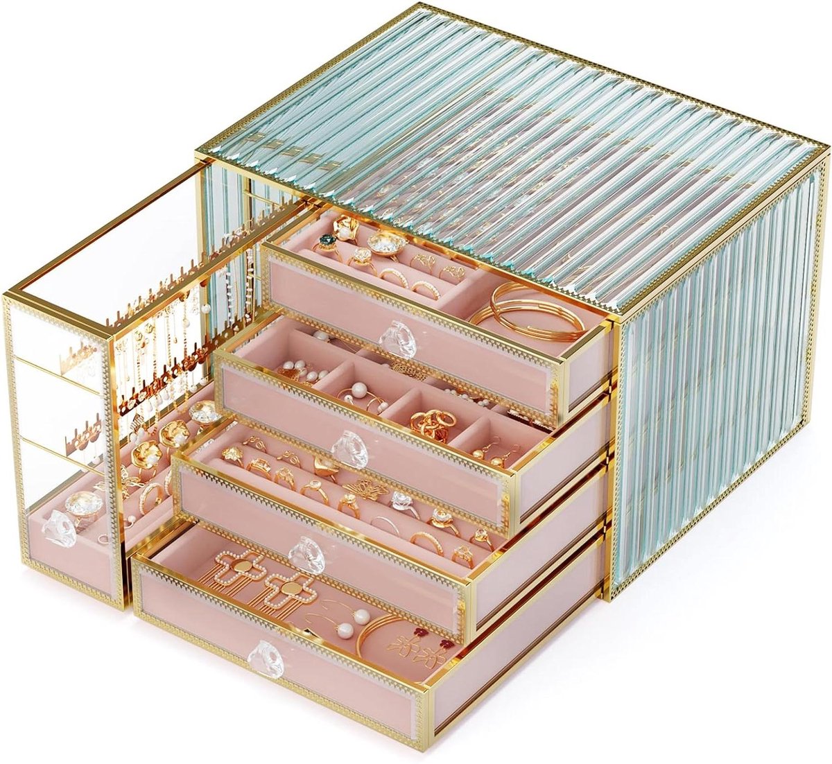 Sieraden Organizer - Juweliers Display - Sieraden Opbergen - Gehard Glas - 20 cm - Roze