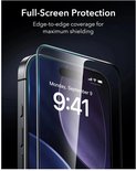 Gedetailleerde weergave van iPhone-scherm met screenprotector die rand-tot-rand dekking biedt voor volledige bescherming.