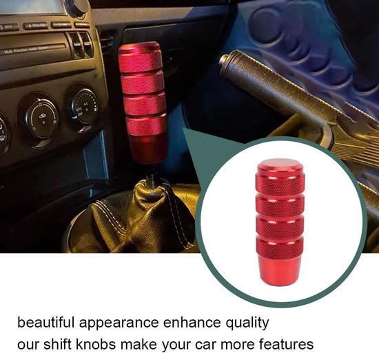 Versnellingspookknop Auto - Schakelknop Universeel - Auto Interieur Upgraden - Aluminiumlegering Materiaal - 3 Adapters 8 10 12mm - Rood — afbeelding 3