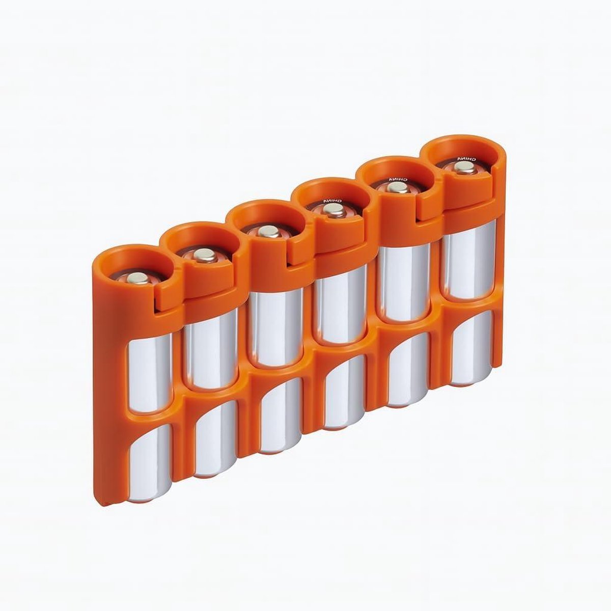 Batterij Opslag Caddy - Batterijhouder AA - Batterijen Organiseren - Eenvoudig Vergrendelingsmechanisme - 6 AA Batterijen - Oranje