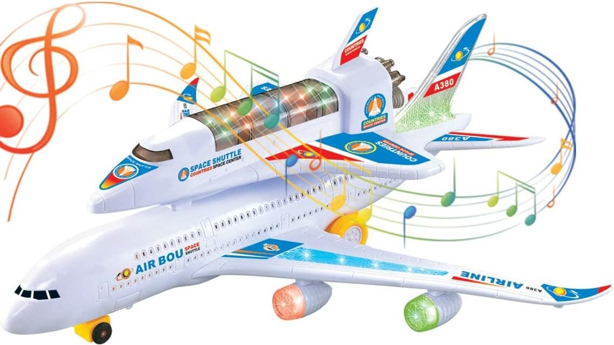 Speelgoed vliegtuig + Space Shuttle -Airways 787 - LED licht + geluiden en rijdende wielen (incl. batterijen)