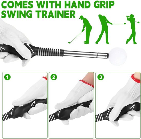 Retractable Golf Training Aid - Golf Swing Trainer - Golftechniek Verbeteren - Met Geluidssignaal - 40-67.5 cm - Zwart — afbeelding 5