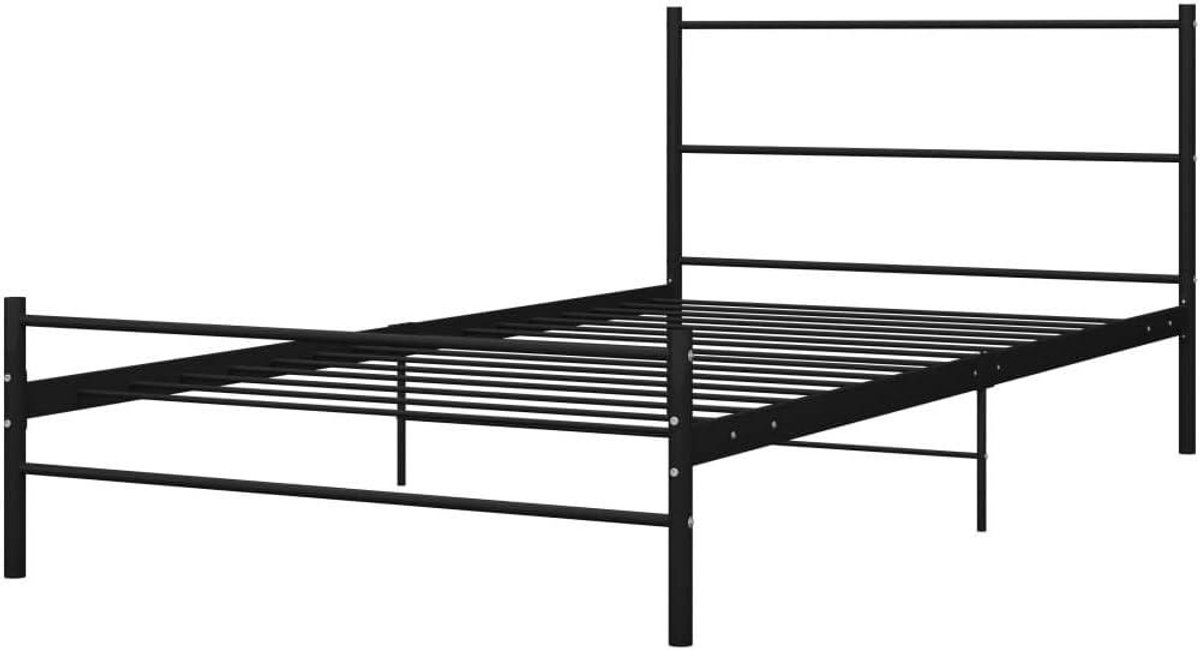 Metalen Bedframe - Ledikant Bed - Slaapkamer Inrichten - Gepoedercoat Frame - 100x200 cm - Zwart
