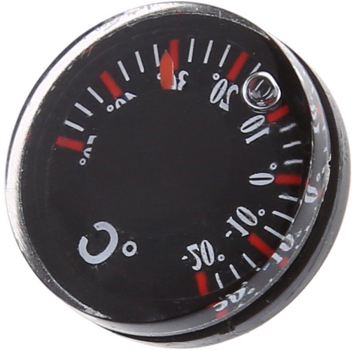 Cirkel Thermometer - Weerstation Buiten - Temperatuur Meten - Bimetalen Meter - 20mm Diameter - Zwart