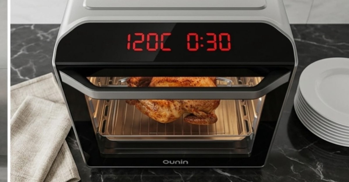 Multifunctionele Stoombakoven 24L – 9-in-1 Compacte Oven met Stoomfunctie, Hetelucht, Grill, Drogen & Fermenteren, LED Touch Display, RVS Zwart – Energieklasse A+ – Urbanhome – foto 3