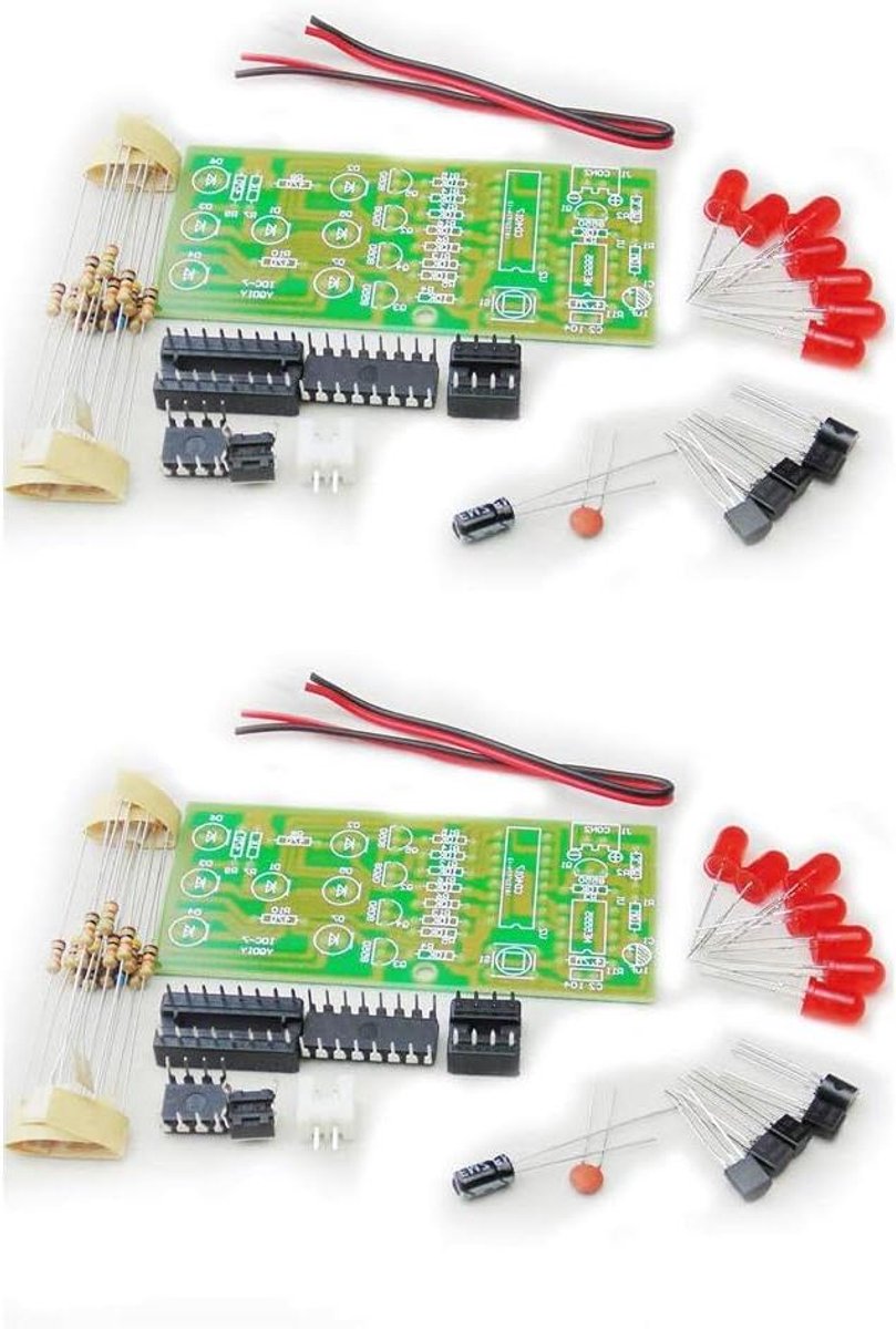 Elektronische Dobbelstenen Kit - DIY Kit LED - Elektronica Oefenen - Militaire Kwaliteit FR-4 - 74 x 35 mm - Wit