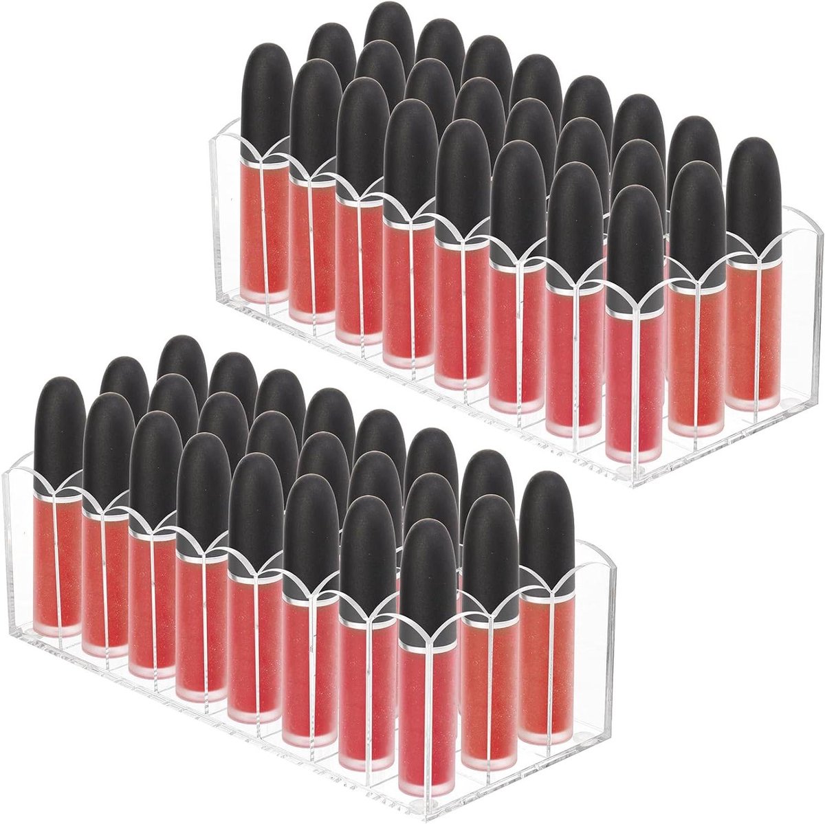Lip Gloss Organizer - Makeup Houder - Cosmetica Sorteren - 24 Ruimtes - 21 x 23 x 7.6 cm - Transparant