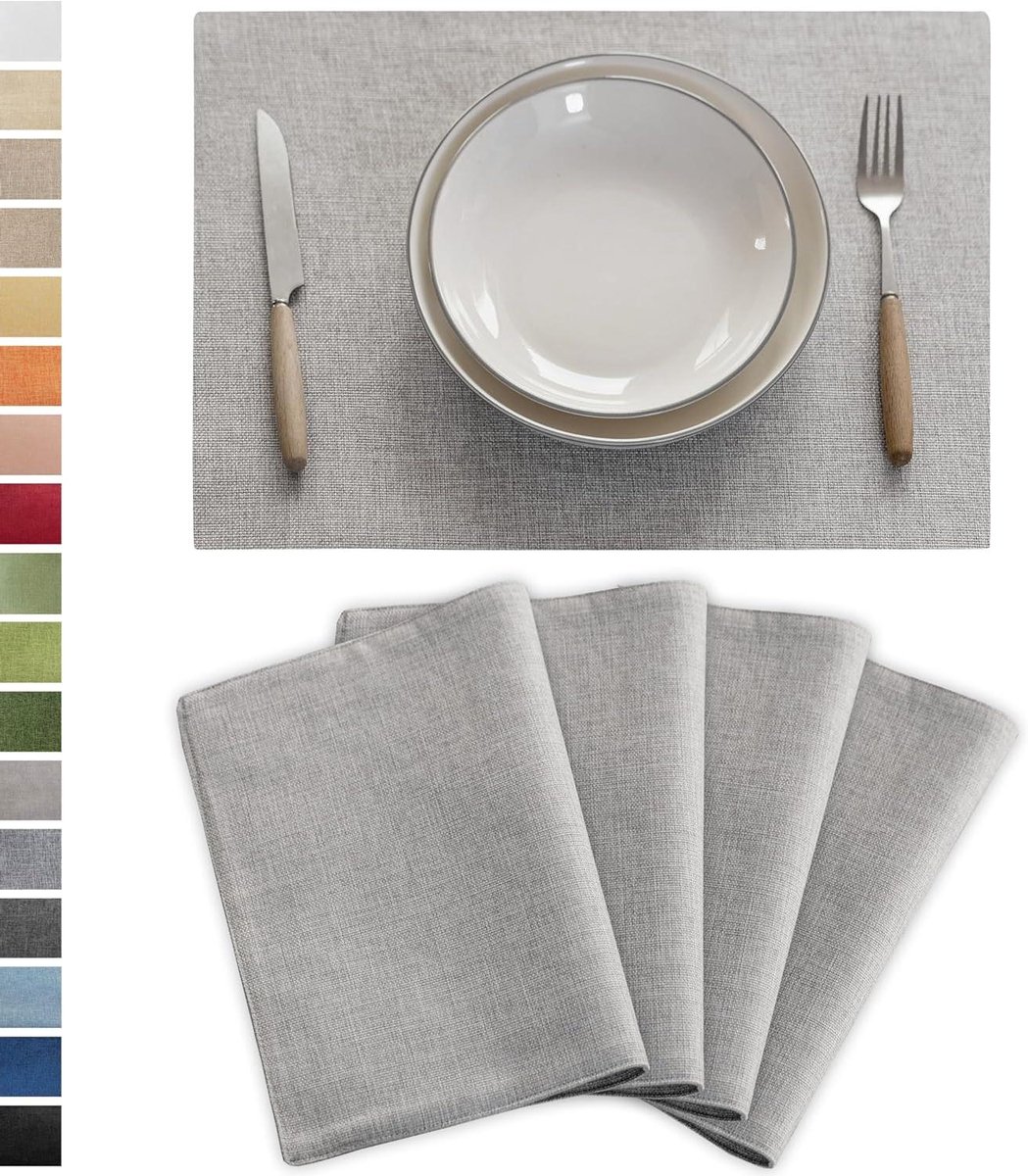 Placemats Set - Tafelmatten Onderleggers - Tafel Beschermen - Hittebestendig Wasbaar - 33 x 125 cm - Lichtgrijs