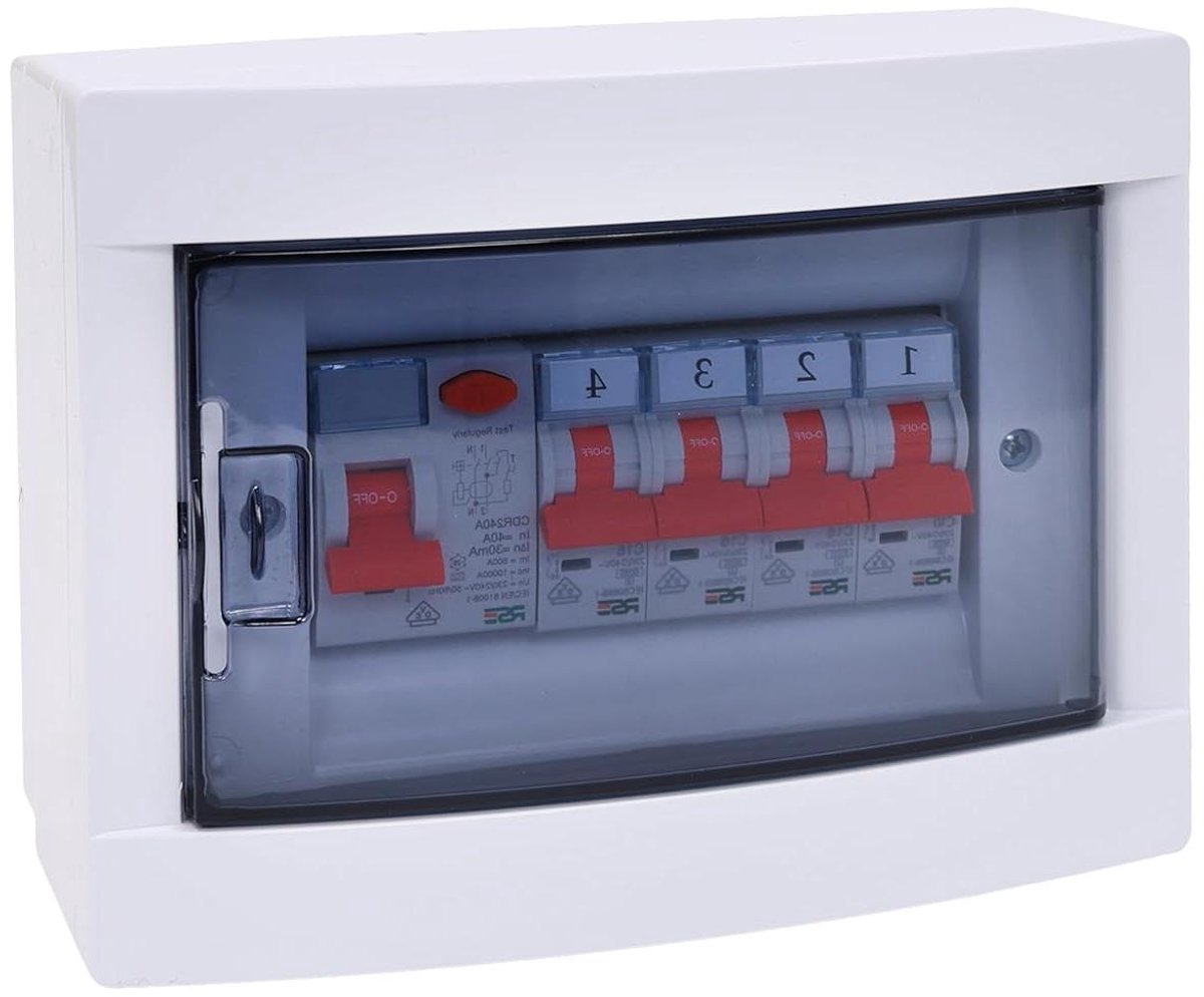 Stoppenkast Opbouw - Stroomverdeler Meterkast - Elektrische Installatie - Met Aardlekschakelaar - 6 Modules - Grijs