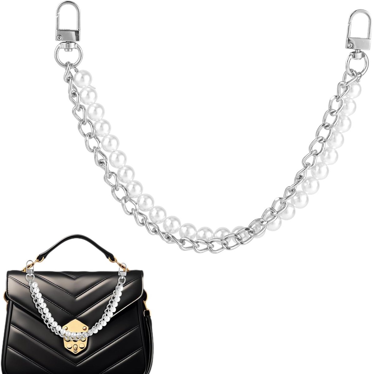 Elegante Parelsleutelketting van 32 cm voor Handtassen, Schoudertassen en Clutches - Ideaal voor DIY Accessoires en Vervangingen