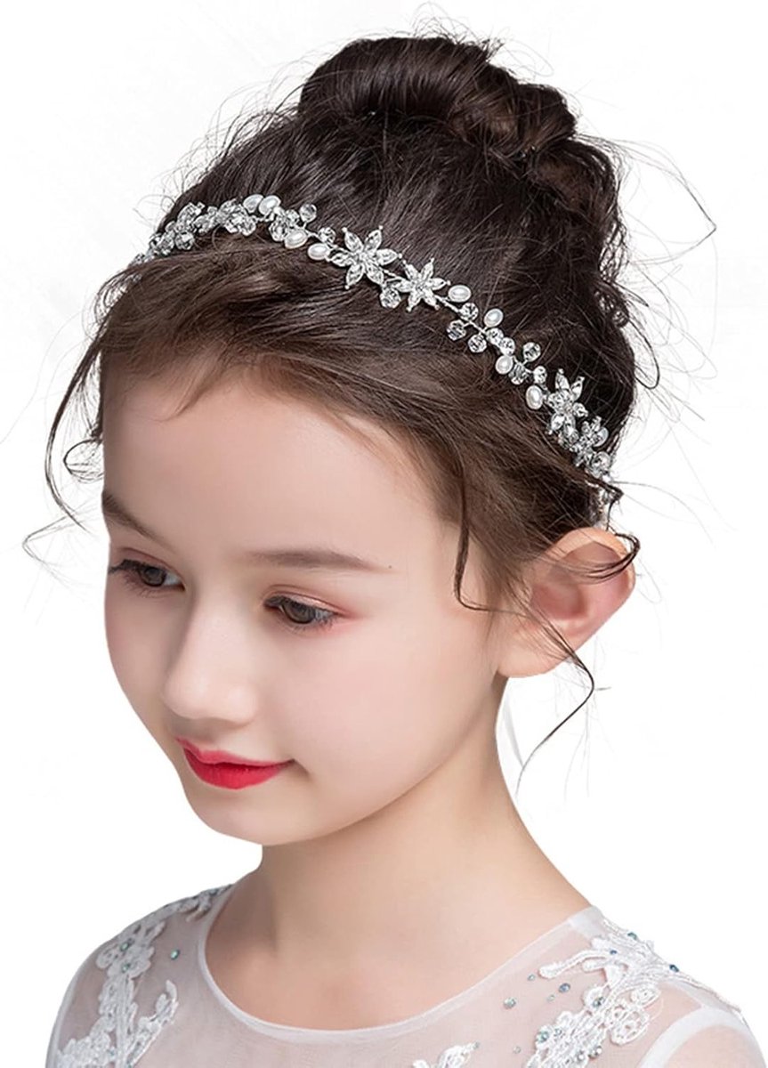 Elegante Haarbanden voor Bloemenmeisjes op Bruiloften, Parel en Kristal Haaraccessoires voor Feestjes en Verjaardagen