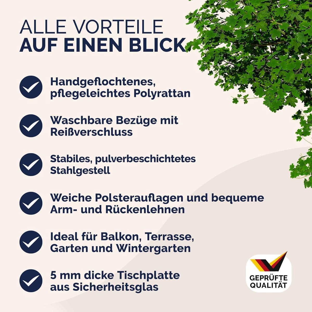 Tuinmeubelset 4 Personen – Meuble Paris Luxe Polyrotan Loungeset Crème – Weerbestendige Outdoor Tuinset met 2 Stoelen, Tuinbank, Tafel & Kussens – Balkonset, Terrasmeubilair, Onderhoudsarm & Modern Design