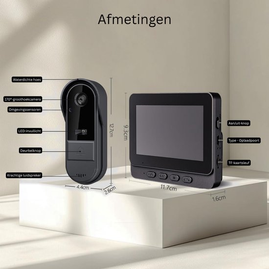 VLSelect®Deurbel Met Camera - Videocamera - Slimme Deurbel - Met Scherm van Merkloos — afbeelding 5