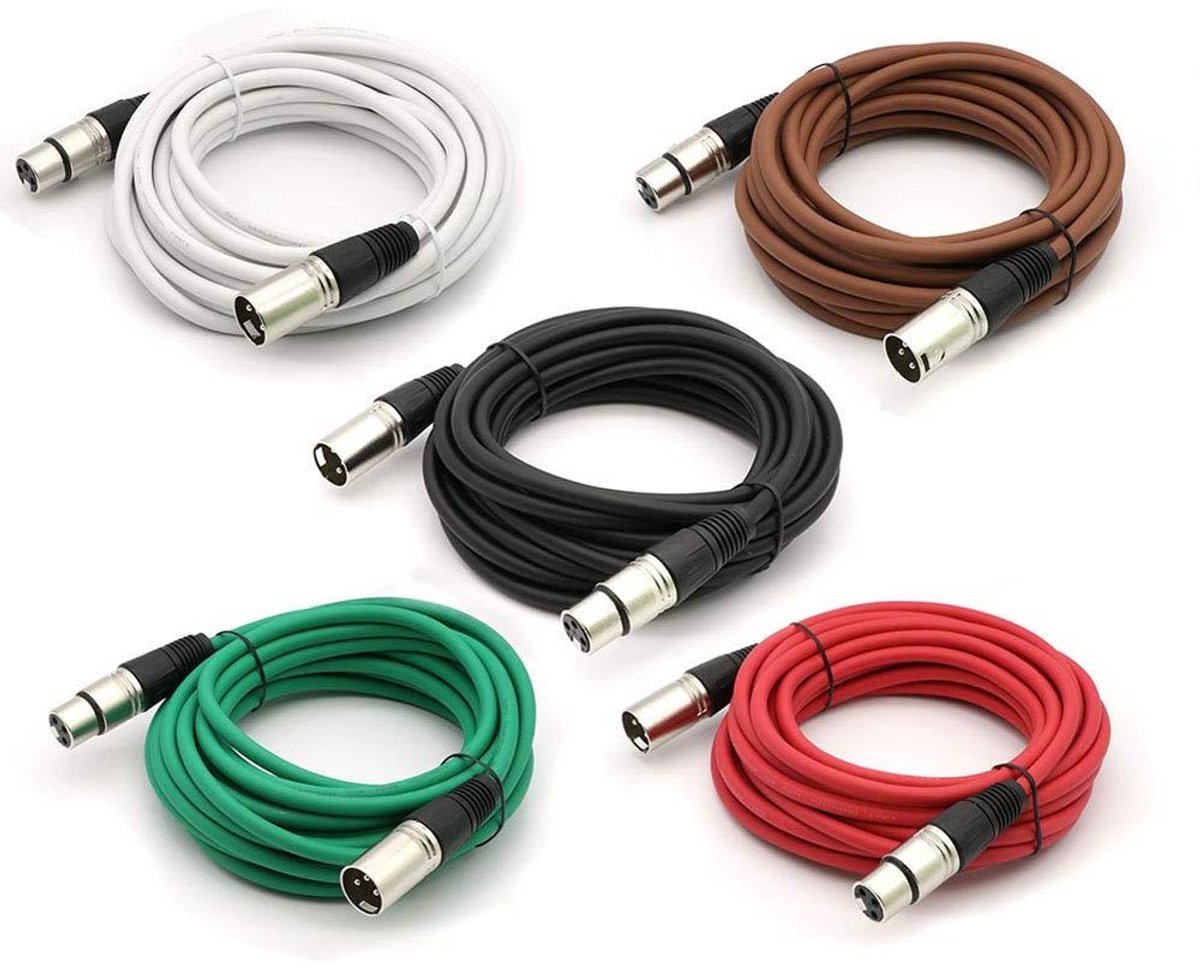 Microfoonkabel Set - XLR Kabel - Audio Opnames - Dubbele Afscherming - 5 Stuks - Gekleurd
