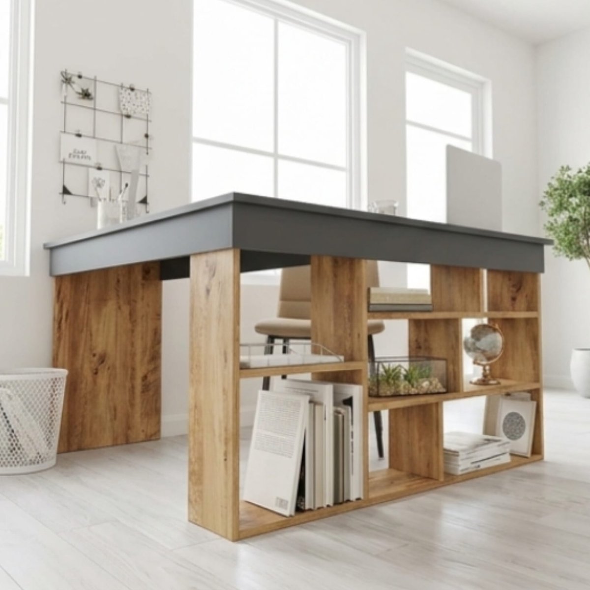 Hoekbureau L-vorm 129x120x72 cm Zwart & Eiken – Converteerbaar Computerbureau, Modern Werkbureau voor Thuiswerkplek en Kantoor – Urbanhome