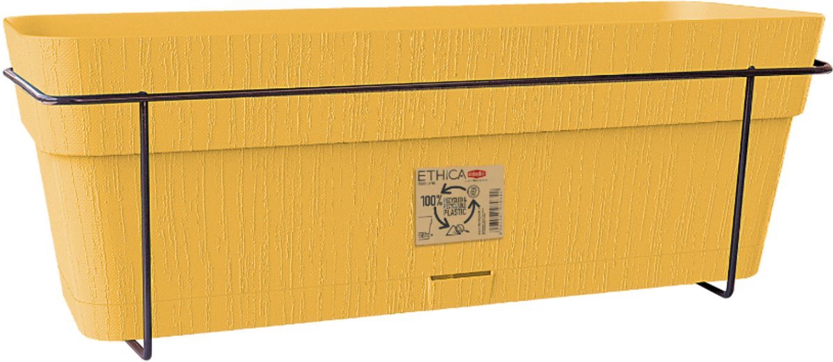 Balkonbak 'Ethica' - Bloembak voor balkon - Met ophangbeugel - 50 cm - Mosterdgeel
