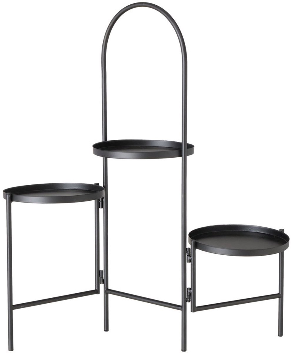 Boltze Mareta plantentafel met 3 plateaus zwart metaal