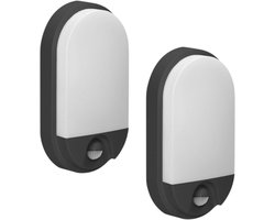 Set de 2 - Lampe d'extérieur avec détecteur de mouvement HOWLIT - Éclairage de jardin 4000K - Éclairage extérieur avec IP65 - Applique 1800lm - Applique d'extérieur IK10 - Zwart