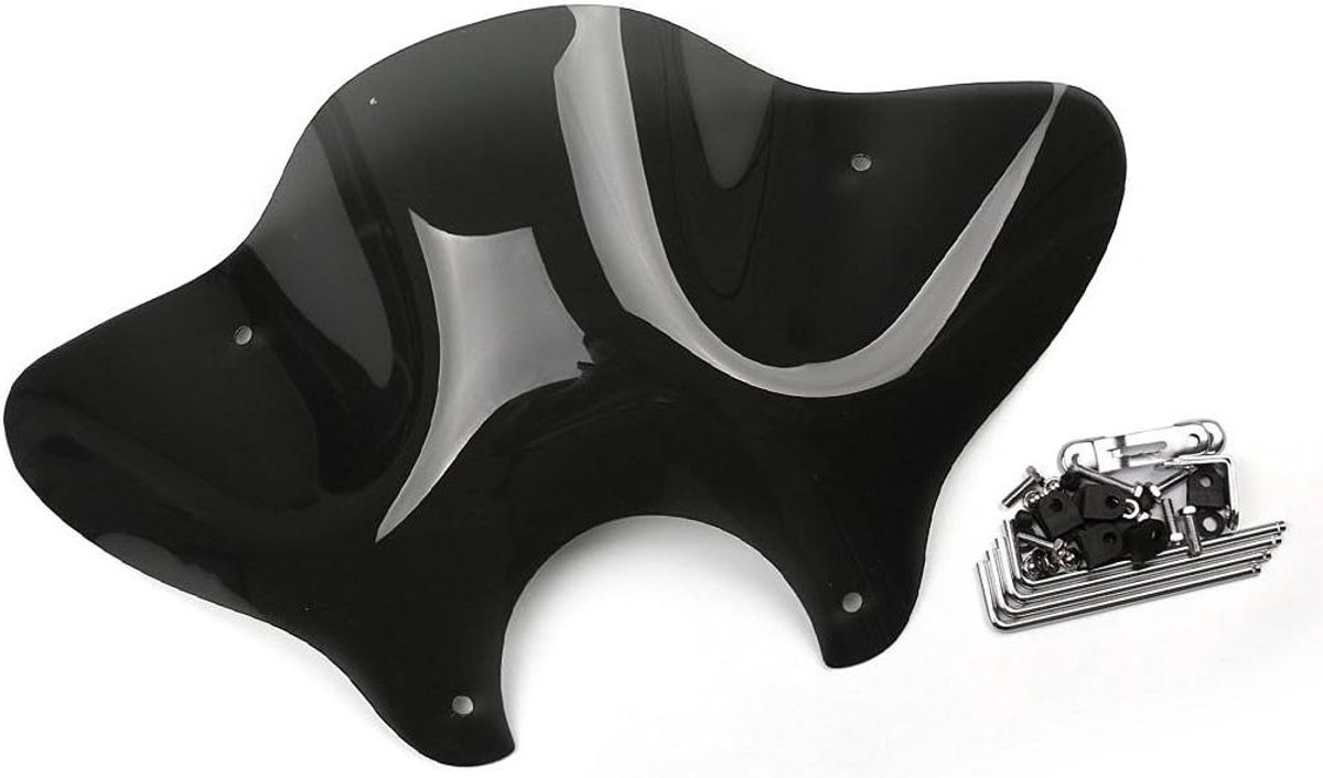 Motorfiets Voorruit - Windscherm Motor - Bescherming Tegen Wind - Universele Pasvorm - 72.9 x 43.18 cm - Zwart